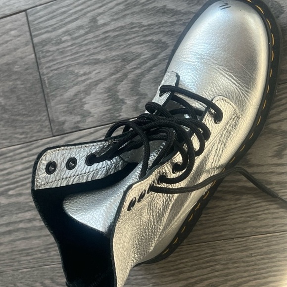 Dr. Martens Silver and Black Combat Boots - Picture 4 of 6